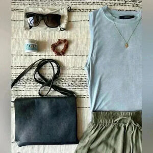 Forever 21 Women’s Baby Blue Cute Summer Soft  Top Party Stylish Bodysuit XS